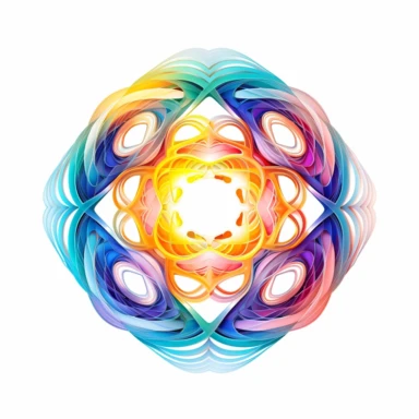 infinity fractal clipart, vibrant chakra colors, on white background