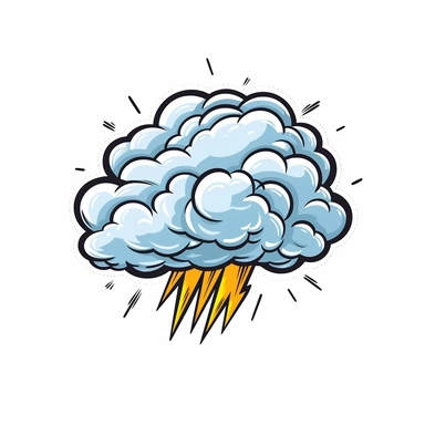 storm cloud with lightning cartoon clipart, on a white back ground
