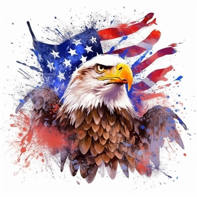american flag bird clip art image, in the style of airbrush art, explosive wildlife, monumental murals, aerial view, animated gifs, associated press photo, dye-transfer