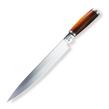 clipart image of a long and slender sashimi bono knife ona whte background