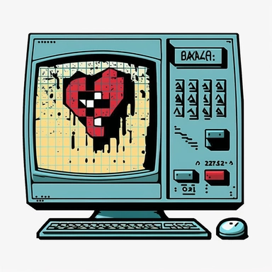 y2k simple computer screen with error messages clipart