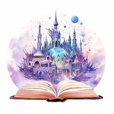 Fantasy book with Lost Civilizations: Uncovering forgotten worlds filled with secrets and ancient wonders, watercolor, clipart, white background