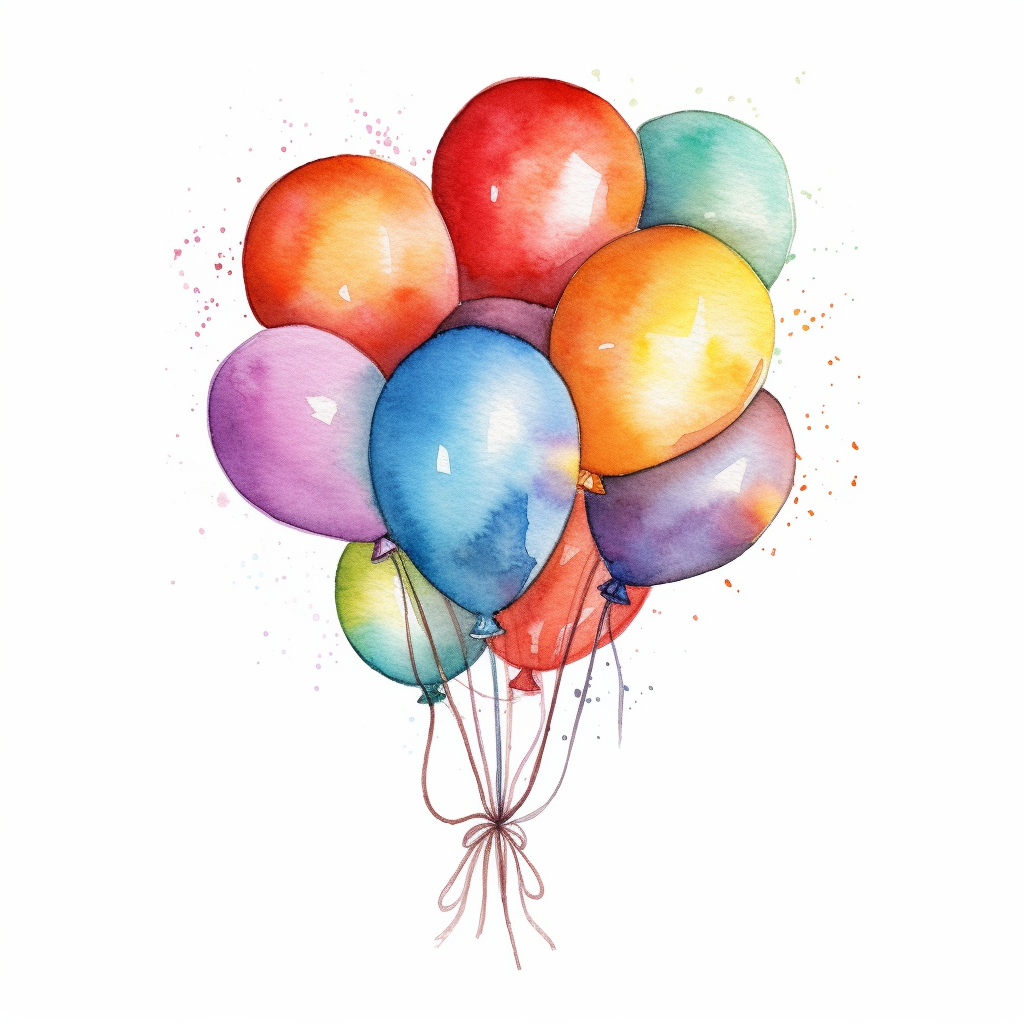 watercolor painting, a cute birthday balloon clipart, dicut clipart on ...