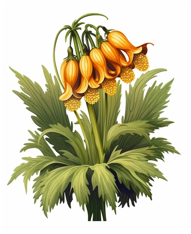 Isometric Sticker Clip Art of Fritillaria imperialis, the crown imperial, imperial fritillary, one stem