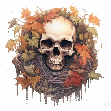 clipart memmento mori, no letters, detailed, watercolour, coloured, grim