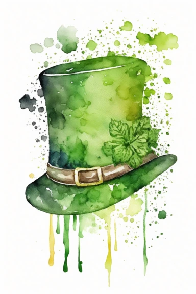 cute watercolor leprechaun hat, Amish hat, clipart, saint Patrick's day style, white background