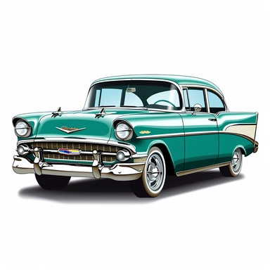 green chevrolet bel air classic car clipart