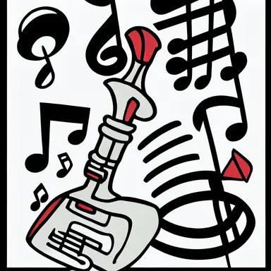 cartoon style clipart sticker, surreal music instrument, hiper-detailing, white outline, 8k