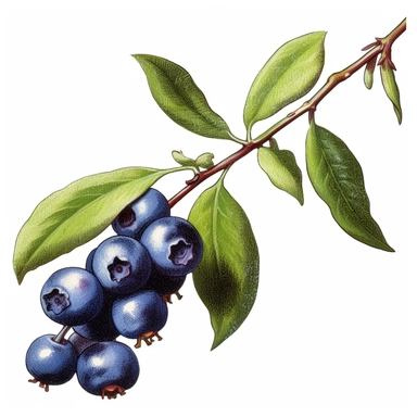 single blueberry clipart illustration, white background,