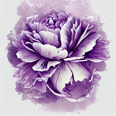 beautiful purple peony flower romantic, shabby chic, ethereal, clipart style