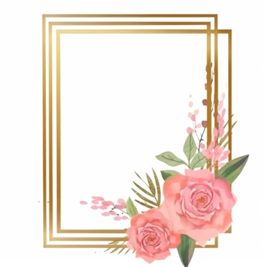 Abstract gold glitter Rectangle Frame and Pink Roses, Watercolor geometry Floral Frame, Flower composition, Hand Painted Illustration, Gold Foliage Clipart for wedding design, invitation, greeting
