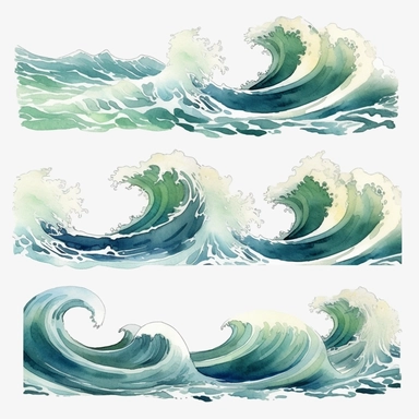Watercolor Waves Borders Clipart, Waves clip art, Watercolour, clipart, PNG,