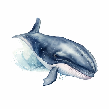 watercolor cute whale clipart, blue whale clipart , original hand drawing, style of the artwork, mood of the artwork, white background, 8K quality, ultra detailed , clipart, white background, High Quality, ultra detailed