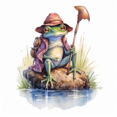 fantasy frog clip-art, watercolor