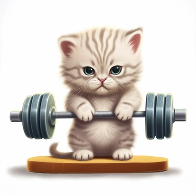 clipart of a cute kitten in fitness clothing bench pressing weights