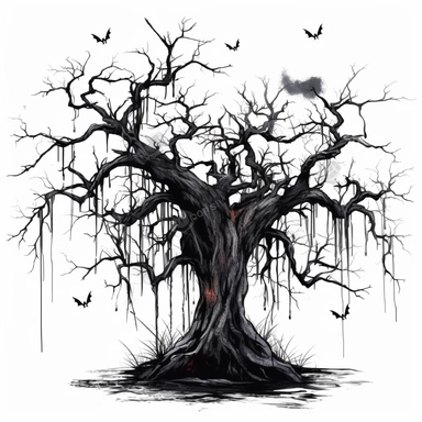 Spooky Tree Halloween Clipart on a white background