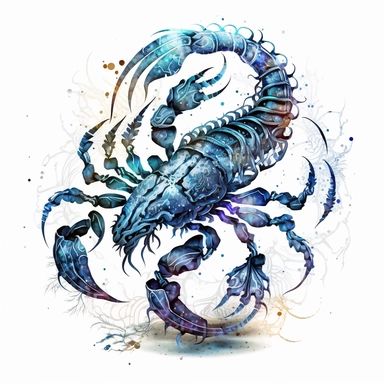mystical astrological scorpion zodiac sign, celtic style, fantasy, fairytale, astrological details, storybook, clipart, digital painting, light ink, very detailed, very realistic, bright mood, white background, 4k quality