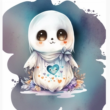 Baby Ghost Clipart PNG Watercolor Cute Halloween T-shirt Sublimation