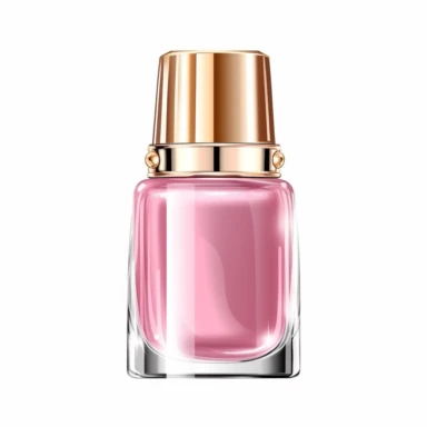 pinkish nail polish in glass bottle with golden cap, clipart style, to separated the products, procreate illustration, on white background, hyper detailed, high resolution, illustration, 3D