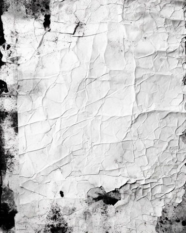 distressed low resolution monochrome photocopy, abstract found paper collage textures, clipart bitmap with dithering on crumpled white paper, smudges, poor image quality, faded, low toner