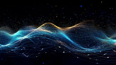 wavy blue lines electrical wiring electrical and computer network vector and clip art free, in the style of bokeh panorama, confetti-like dots, black background, surreal 3d landscapes, digitally manipulated, spiral vortex patterns, depth of field