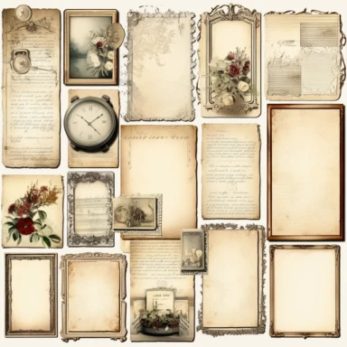 Vintage Photo Album Frames instant download ephemera, printable, digital collage, diary/ junk journal, altered art, mixed media, clipart, white background