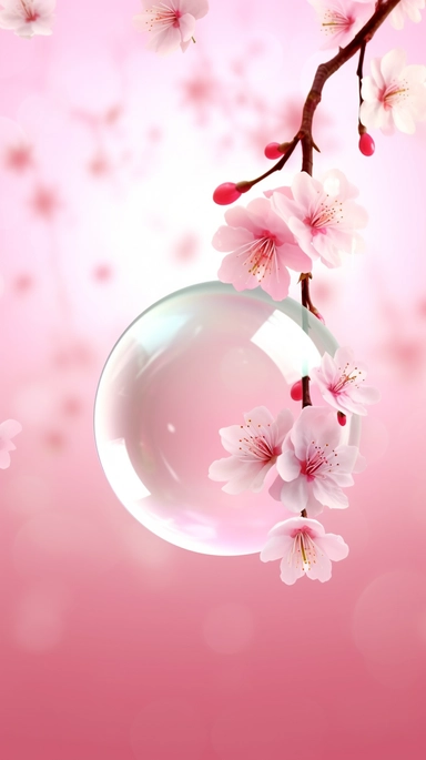 sakura blossom background vector, free stock photography clipart nel, in the style of luminous spheres, suspended/hanging, kazuki takamatsu, romantic charm, fujifilm natura 1600, humble charm, glass as material