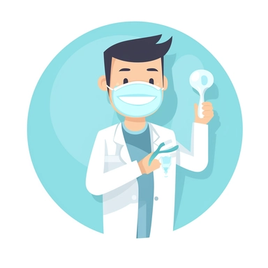 clipart of a dentist, white background