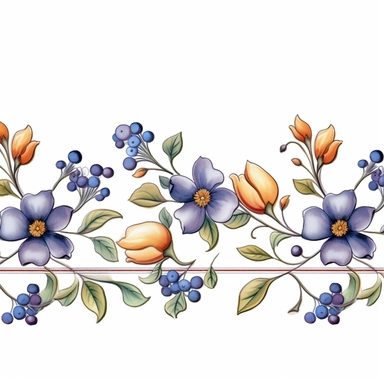 Clipart,Floral header design, white background, tile