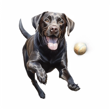 Labrador Retriever, Playing Fetch, realistic, Clipart, white background, no text, no caption