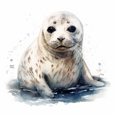 harp seal, watercolour, clipart