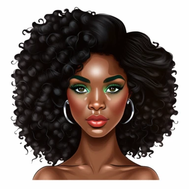 Beautiful body, Black Woman African American Female Nubian Queen Lady Cartoon Character Girl Head Face Portrait Cute Hair Curl Big Green Eyes Lola beautiful Legs Fashion clipart, no captions