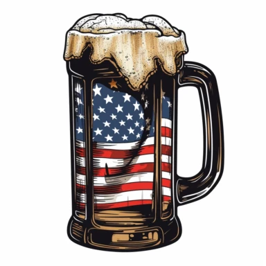 Patriotic beer mug American flag t-shirt design, vector, clipart, isolated on a white background, .75 gutter,