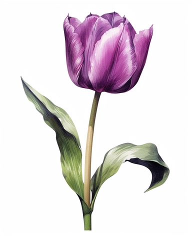 detailed watercolorart large garden purple tulip head no leaves , isolated on white background, realistic, clipart