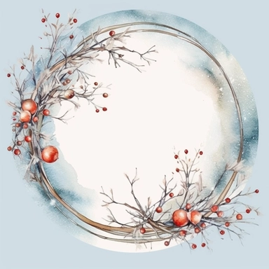 stunning christmas frame made of snowy branches , beautiful Christmas clipart, soft faded colors, beautiful watercolor art by Marjolein Bastin, Thomas Kinkade, Carl Larsson, Norman Rockwell, Susan Wheeler