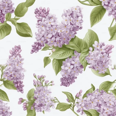 lilac flower clipart, isolated, white background, embroidery style, spaced out, hd, high quality, 8k
