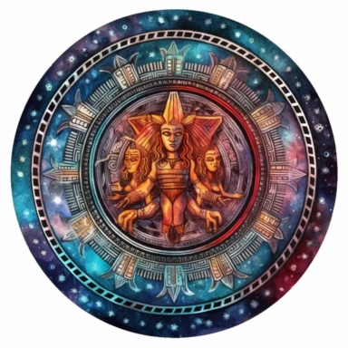 a Mexico Mayan Calendar in the style of watercolour clipart with detailed brush strokes