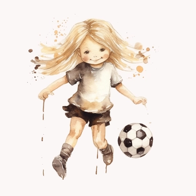 soccer tights watercolor childish sweet cute blond girl clipart football neutral color creme beige with white background--upbeta