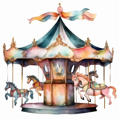 Carousel Element Watercolor Sublimation Clipart, Clipart, white background, no watermark, no text, no word,