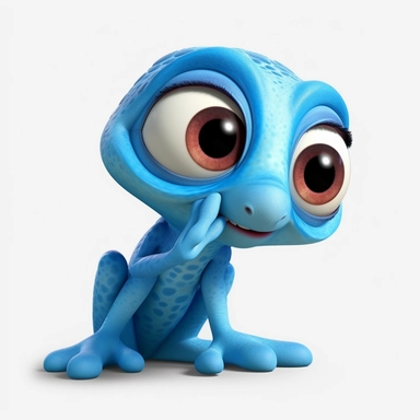 only bruni with tongue sticking out big bright eyes clipart, frozen animation style, disney style, pixar style