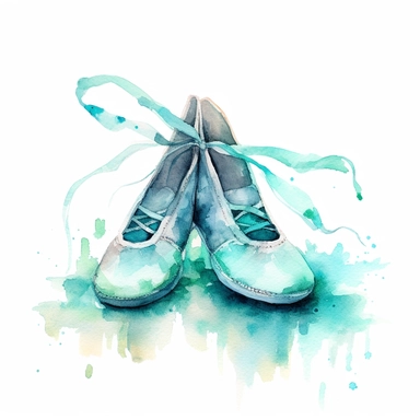 watercolour Turquoise ballet shoes hd clipart white background