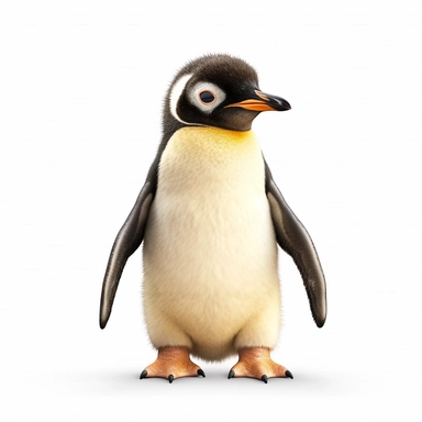 penguin safari baby animal photorealistic clipart,on white background