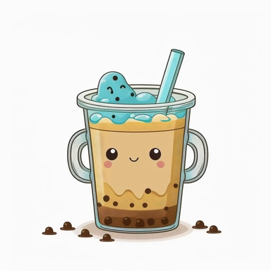 clipart cute cup of ice americano coffee, white background, no text