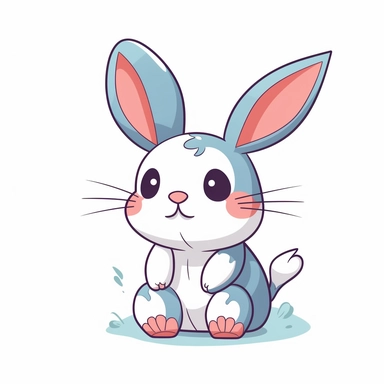 vector icon, digital art icon, a cute rabbit, white background, wise, simple shapes, clipart, anime, chibi, vivid colors, superb, vector, easter style