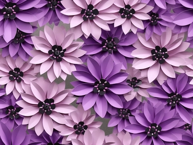 Folded paper style hundreds of overlapping purple and black daisy clipart craft paper