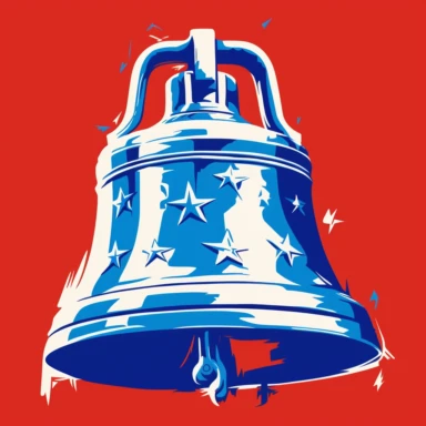 patriotic clipart, liberty bell, depicted in a bold and dynamic style, using a color palette of red, white, and blue, perfect for creating patriotic-themed designs, whether for digital projects or printed materials
