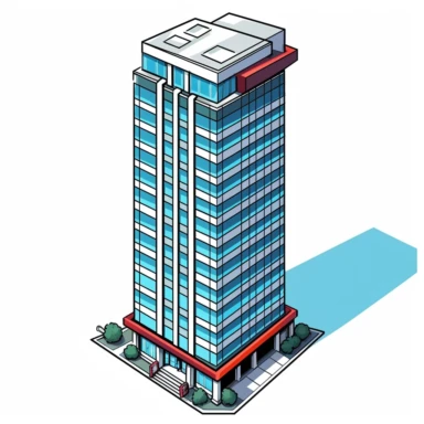 clipart, cartoon style, white background, simplistic, office building