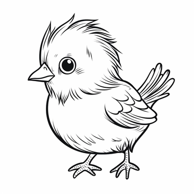 coloring page style cute bird Clipart, cartoon style, on white background, simple line art, line is crisp and clean