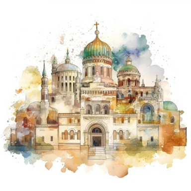 Clipart on white background Holy City Of Jerusalem water color