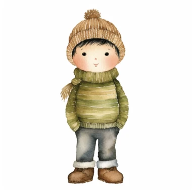 A watercolor boy, full color, knitted painting texture, Perfect for nursery art and children's book illustration style, simple, cute, clipart, single object, white background for removing background